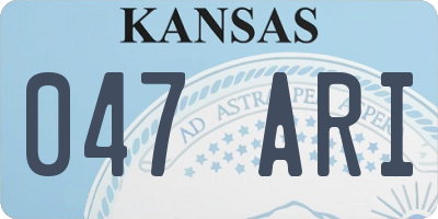 KS license plate 047ARI