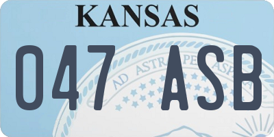 KS license plate 047ASB