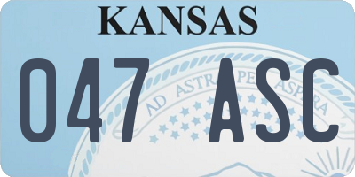 KS license plate 047ASC