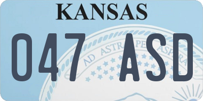 KS license plate 047ASD