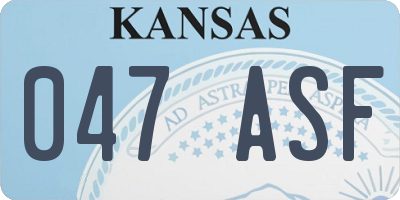 KS license plate 047ASF