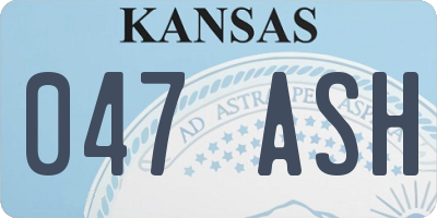 KS license plate 047ASH