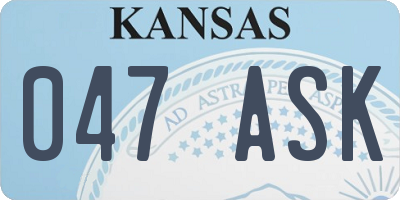 KS license plate 047ASK