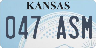 KS license plate 047ASM