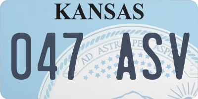 KS license plate 047ASV
