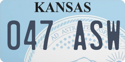 KS license plate 047ASW