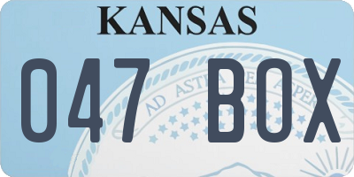 KS license plate 047BOX