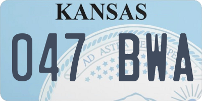 KS license plate 047BWA