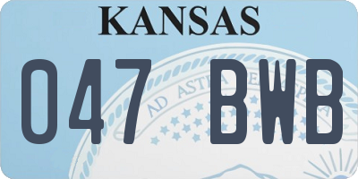 KS license plate 047BWB