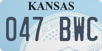 KS license plate 047BWC