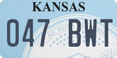 KS license plate 047BWT