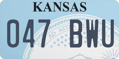 KS license plate 047BWU