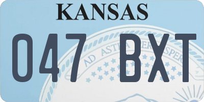 KS license plate 047BXT