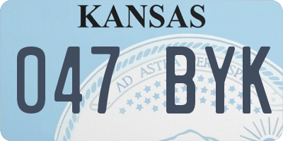 KS license plate 047BYK