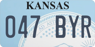 KS license plate 047BYR