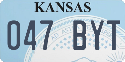 KS license plate 047BYT
