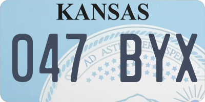 KS license plate 047BYX