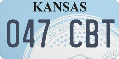 KS license plate 047CBT