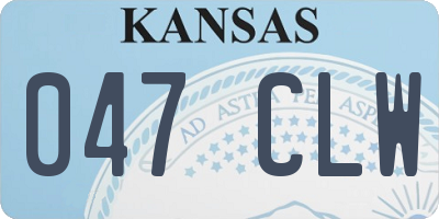 KS license plate 047CLW