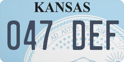 KS license plate 047DEF