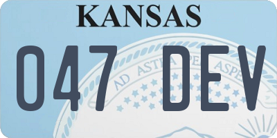 KS license plate 047DEV