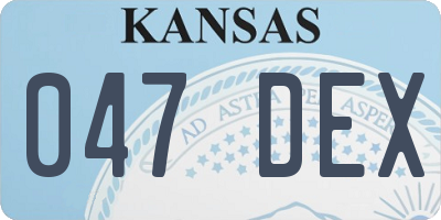 KS license plate 047DEX