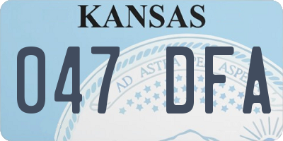 KS license plate 047DFA