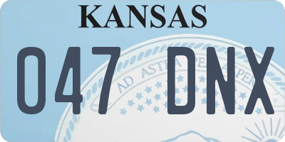 KS license plate 047DNX