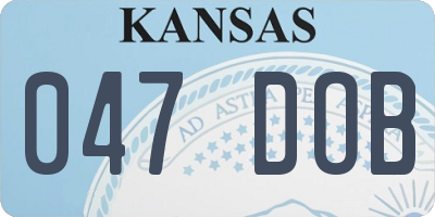 KS license plate 047DOB