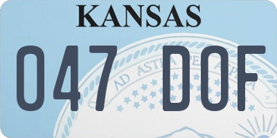 KS license plate 047DOF