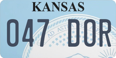 KS license plate 047DOR