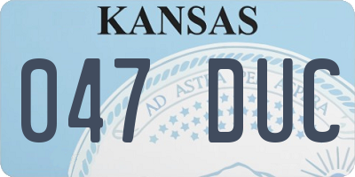 KS license plate 047DUC