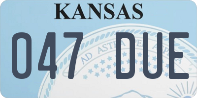 KS license plate 047DUE