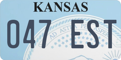 KS license plate 047EST