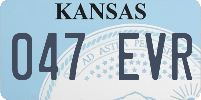 KS license plate 047EVR
