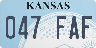 KS license plate 047FAF