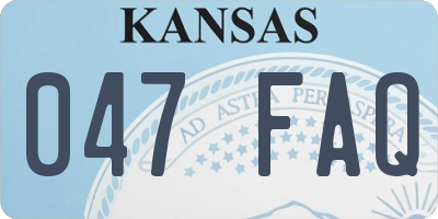 KS license plate 047FAQ