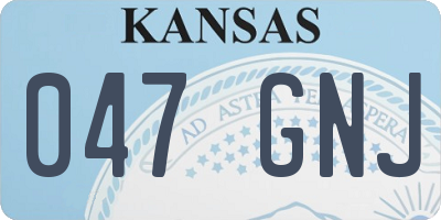 KS license plate 047GNJ
