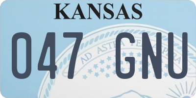 KS license plate 047GNU