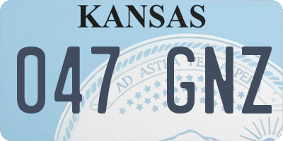 KS license plate 047GNZ