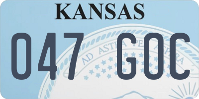 KS license plate 047GOC