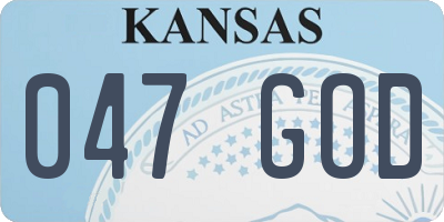 KS license plate 047GOD