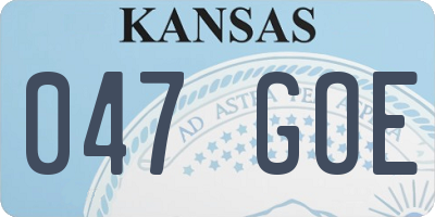 KS license plate 047GOE