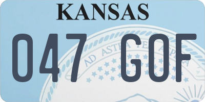 KS license plate 047GOF