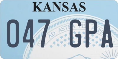 KS license plate 047GPA
