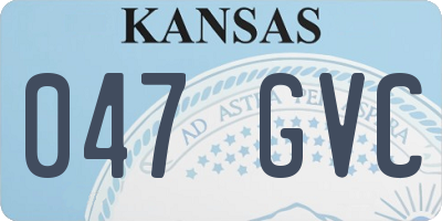 KS license plate 047GVC