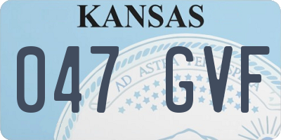 KS license plate 047GVF