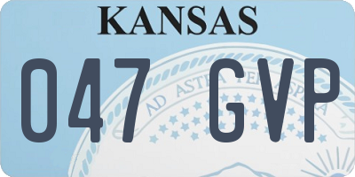 KS license plate 047GVP