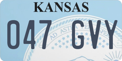 KS license plate 047GVY