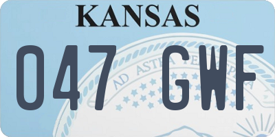 KS license plate 047GWF